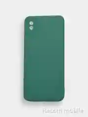 Зеленый чехол силиконовый с защитой камеры для Xiaomi Redmi 9A с бархатной подкладкой