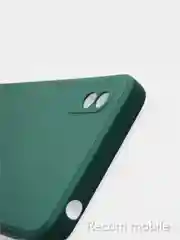 Зеленый чехол силиконовый с защитой камеры для Xiaomi Redmi 9A с бархатной подкладкой