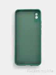 Зеленый чехол силиконовый с защитой камеры для Xiaomi Redmi 9A с бархатной подкладкой