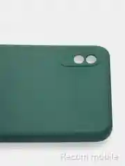 Зеленый чехол силиконовый с защитой камеры для Xiaomi Redmi 9A с бархатной подкладкой