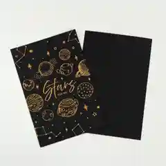 Хром открытка на черном крафте с конвертом