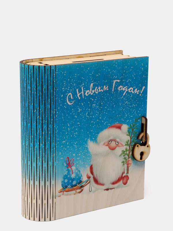 Копилка книжка из дерева, шкатулка с деревянным замком