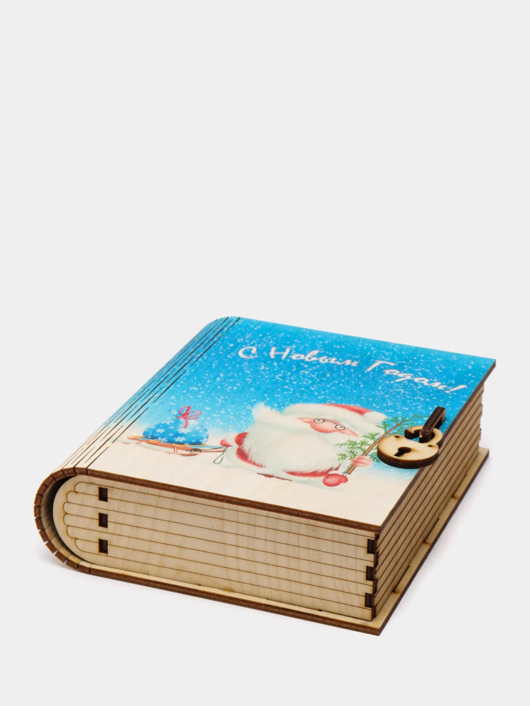 Копилка книжка из дерева, шкатулка с деревянным замком