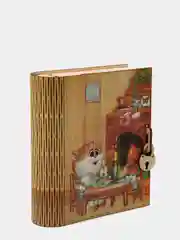 Копилка-книжка из дерева "Камин", с деревянным замком
