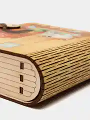 Копилка-книжка из дерева "Камин", с деревянным замком