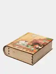 Копилка-книжка из дерева "Камин", с деревянным замком