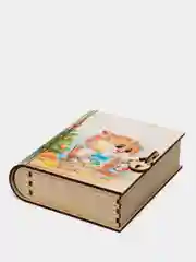 Копилка-книжка из дерева "Праздник" с деревянным замком