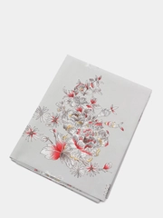 Клеенка на стол, на тканевой основе, скатерть  "Пион на сером фоне", 120/200 * 137 см