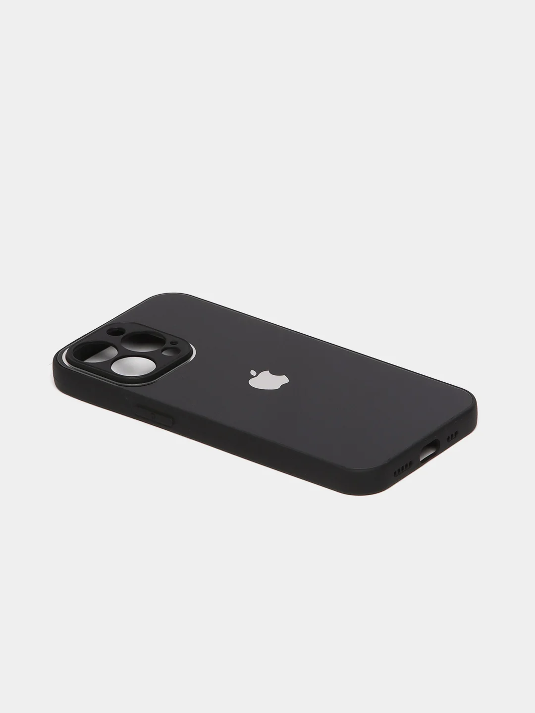 Черный чехол силиконовый со стеклянной панелью для iPhone 13 Pro