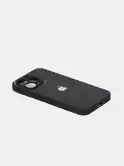 Черный чехол силиконовый со стеклянной панелью для iPhone 13 Pro