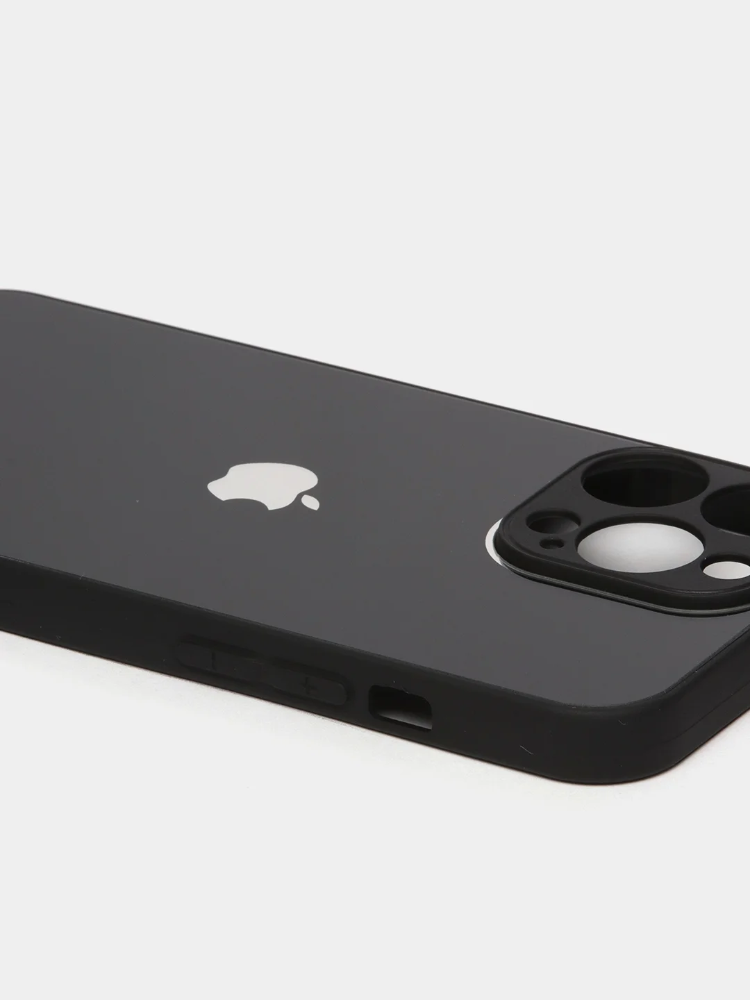Черный чехол силиконовый со стеклянной панелью для iPhone 13 Pro