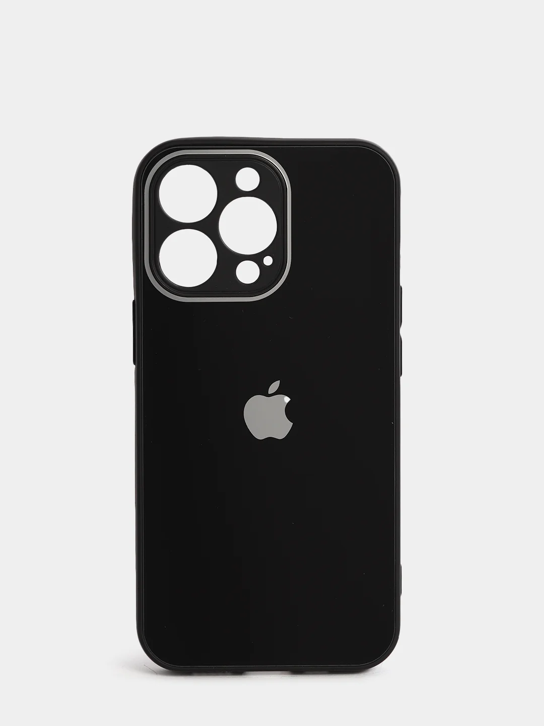 Черный чехол силиконовый со стеклянной панелью для iPhone 13 Pro
