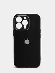 Черный чехол силиконовый со стеклянной панелью для iPhone 13 Pro