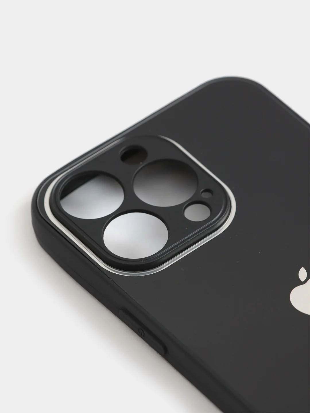 Черный чехол силиконовый со стеклянной панелью для iPhone 13 Pro