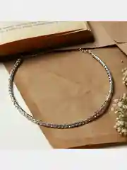 Серебряный чокер на шею женский, со стразами