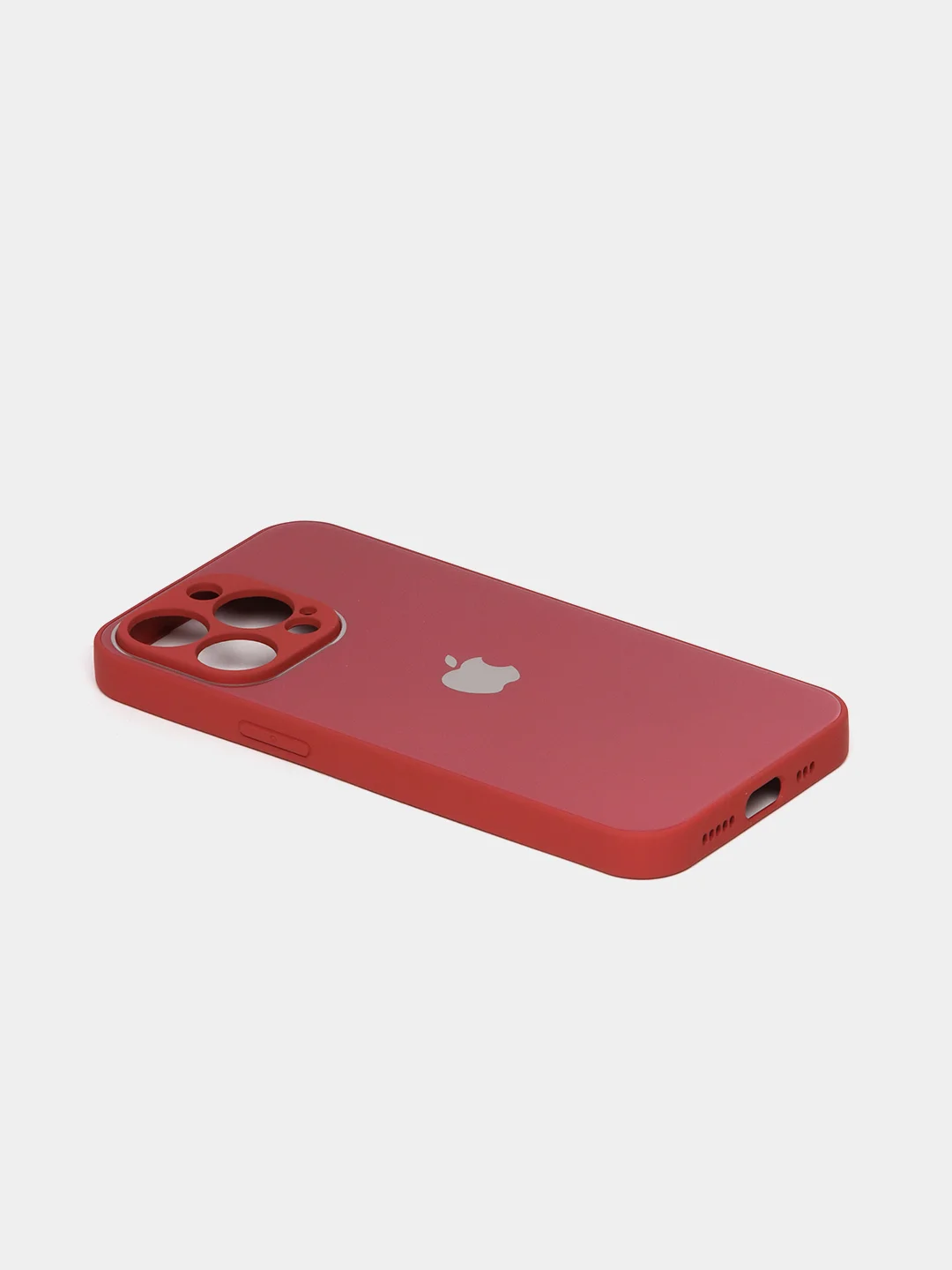 Багровый чехол силиконовый со стеклянной панелью для iPhone 13 Pro