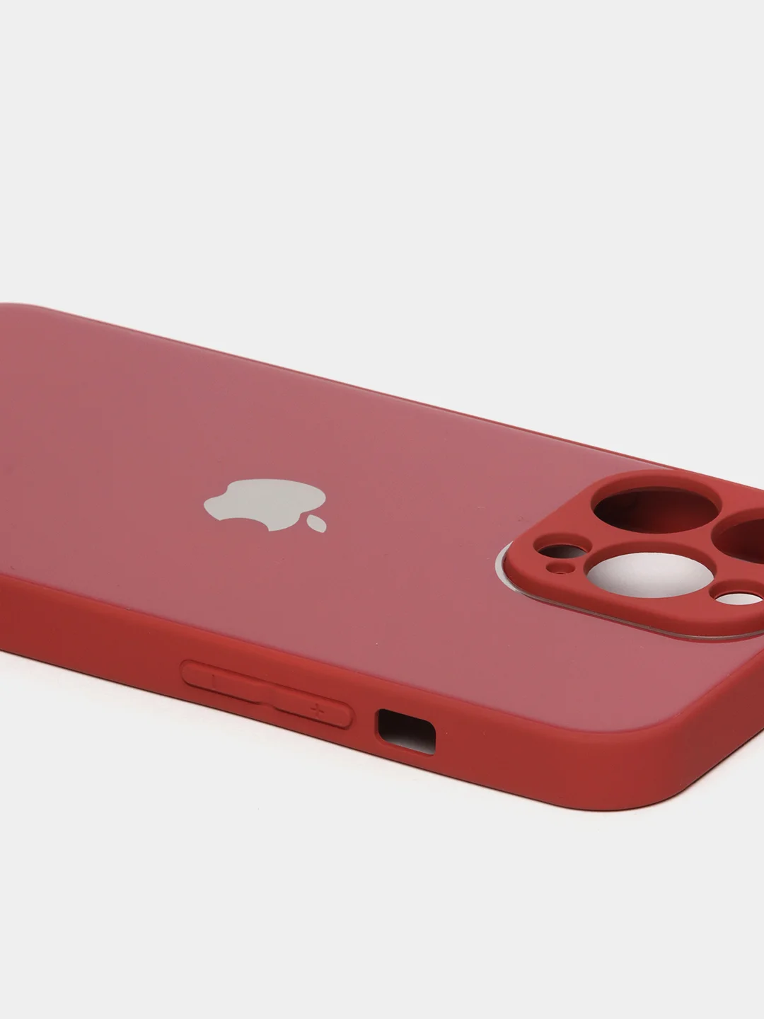 Багровый чехол силиконовый со стеклянной панелью для iPhone 13 Pro