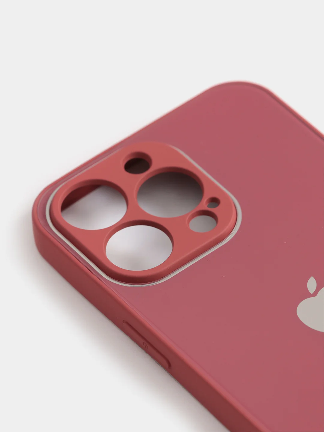 Багровый чехол силиконовый со стеклянной панелью для iPhone 13 Pro