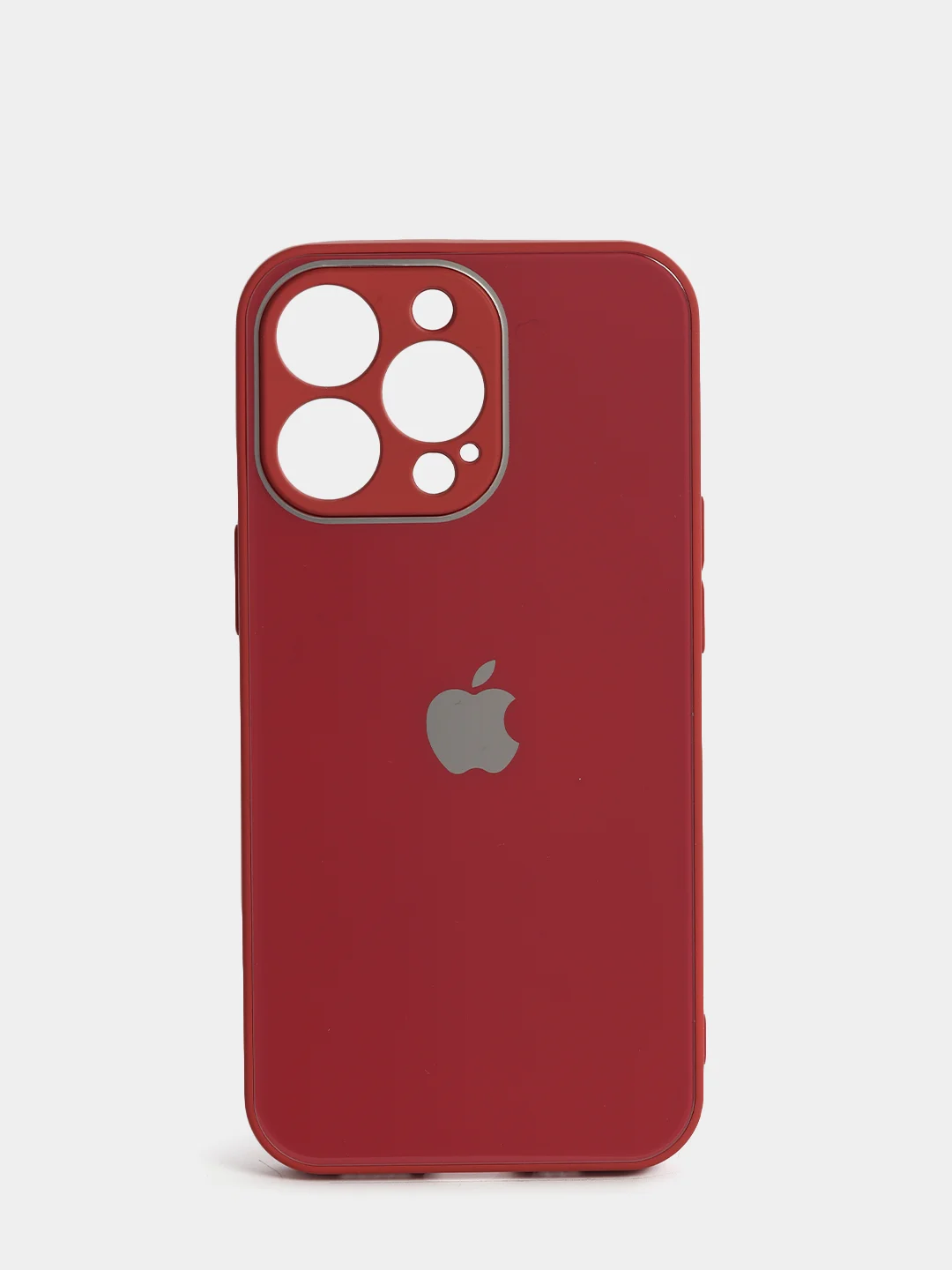 Багровый чехол силиконовый со стеклянной панелью для iPhone 13 Pro