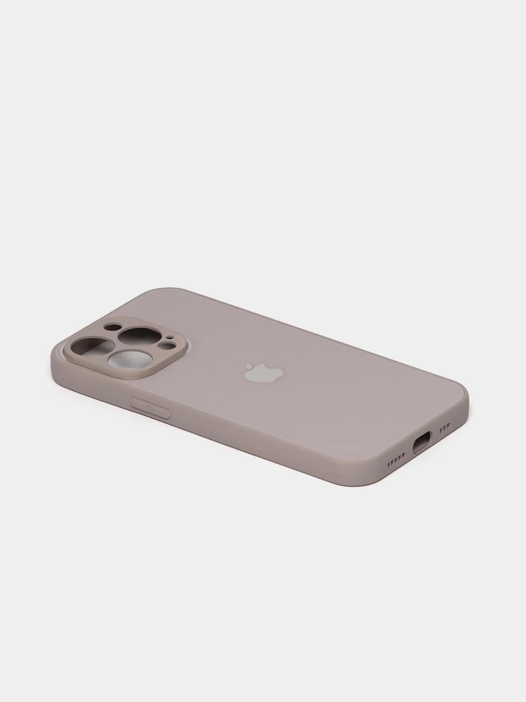 Бежевый меланж чехол силиконовый со стеклянной панелью для iPhone 13 Pro
