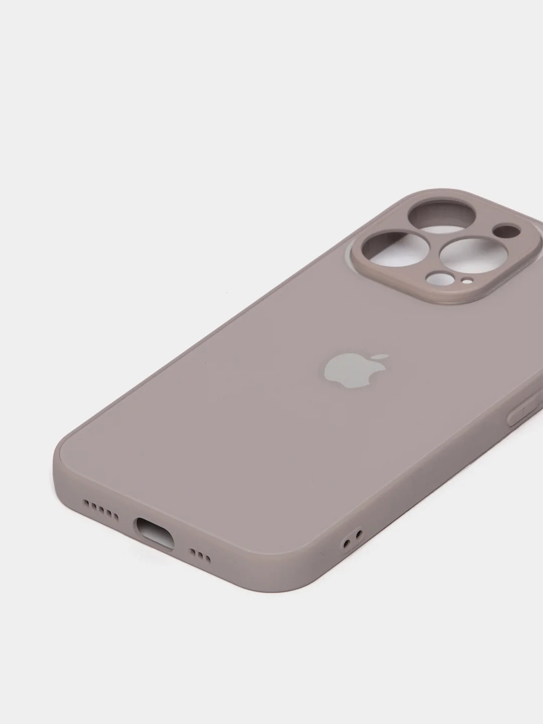 Бежевый меланж чехол силиконовый со стеклянной панелью для iPhone 13 Pro