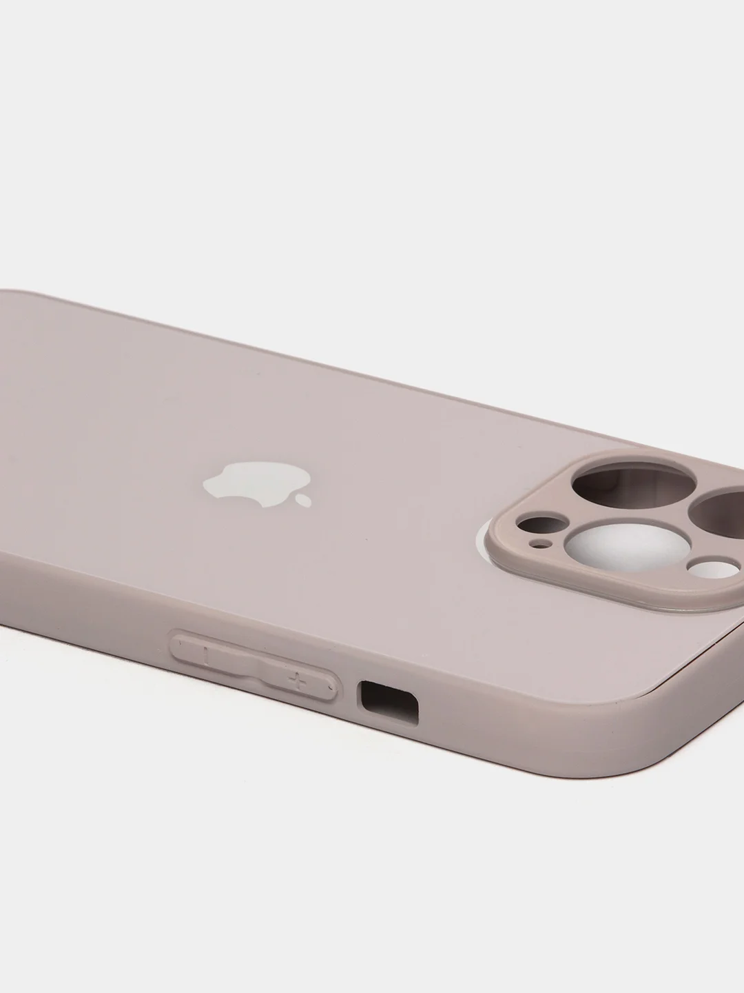 Бежевый меланж чехол силиконовый со стеклянной панелью для iPhone 13 Pro