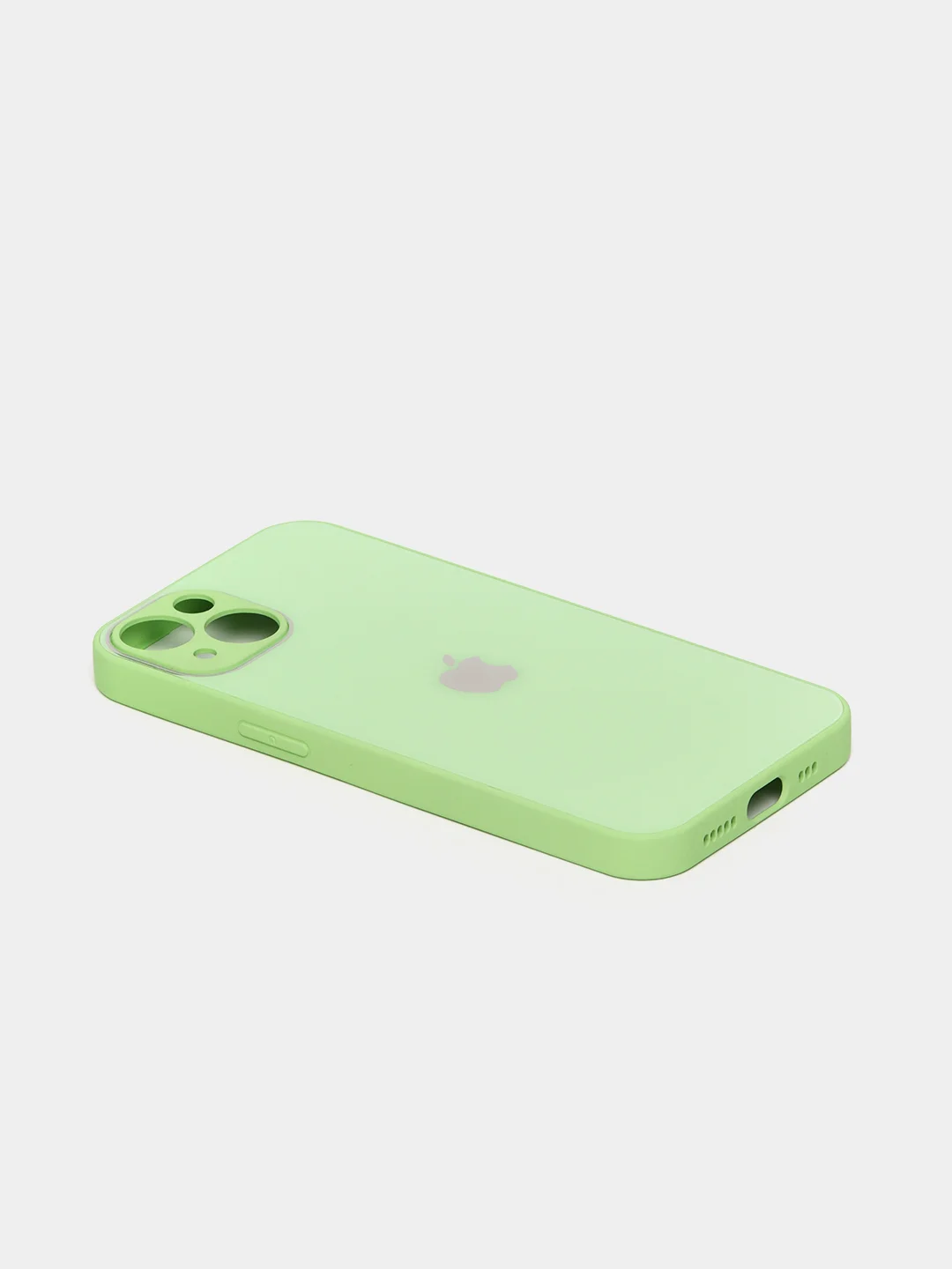 Лайм чехол силиконовый со стеклянной панелью для iPhone 13