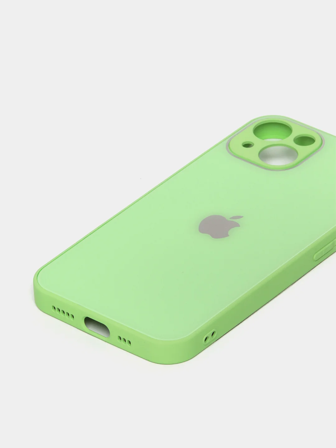 Лайм чехол силиконовый со стеклянной панелью для iPhone 13