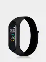 Черный ремешок нейлоновый на липучке для Xiaomi Mi Band 3, Mi Band 4, Band 5, Band 6, Mi Band 7