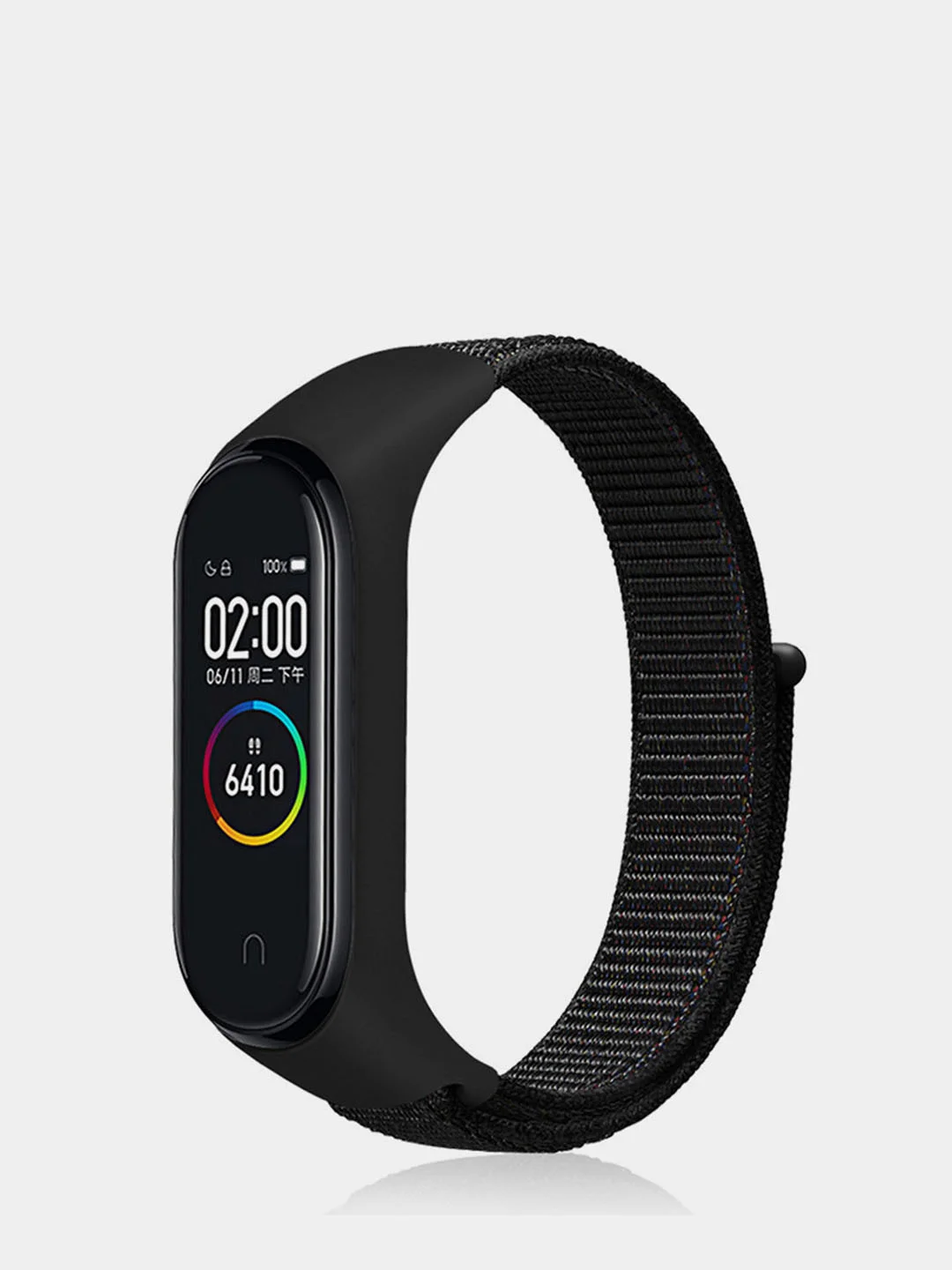 Угольный ремешок нейлоновый на липучке для Xiaomi Mi Band 3, Mi Band 4, Band 5, Band 6, Mi Band 7