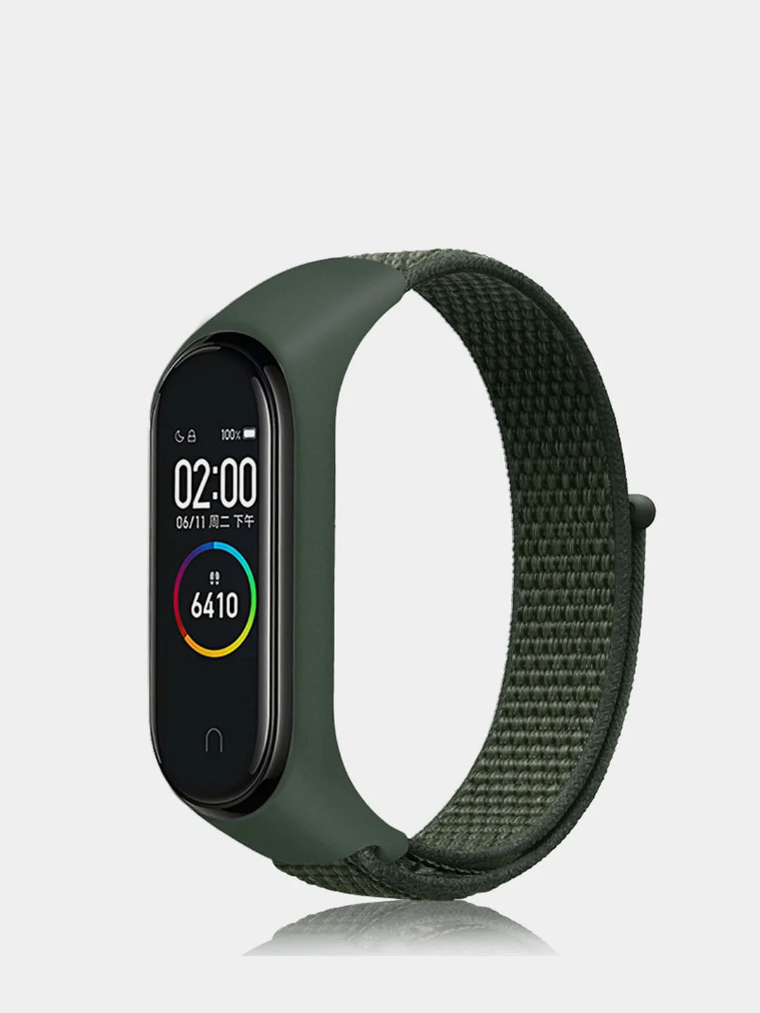 Хаки ремешок нейлоновый на липучке для Xiaomi Mi Band 3, Mi Band 4, Band 5, Band 6, Mi Band 7