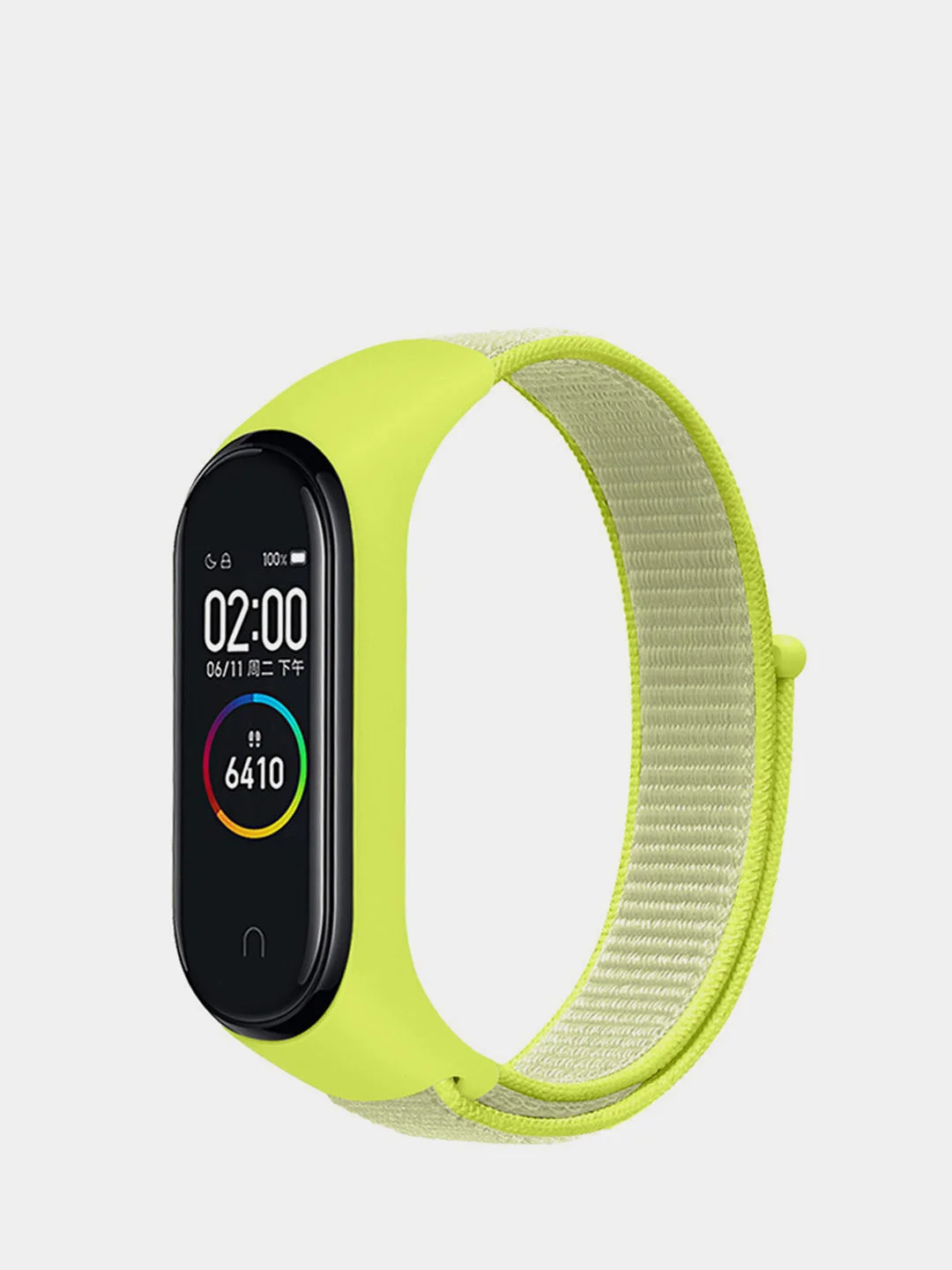 Лайм ремешок нейлоновый на липучке для Xiaomi Mi Band 3, Mi Band 4, Band 5, Band 6, Mi Band 7