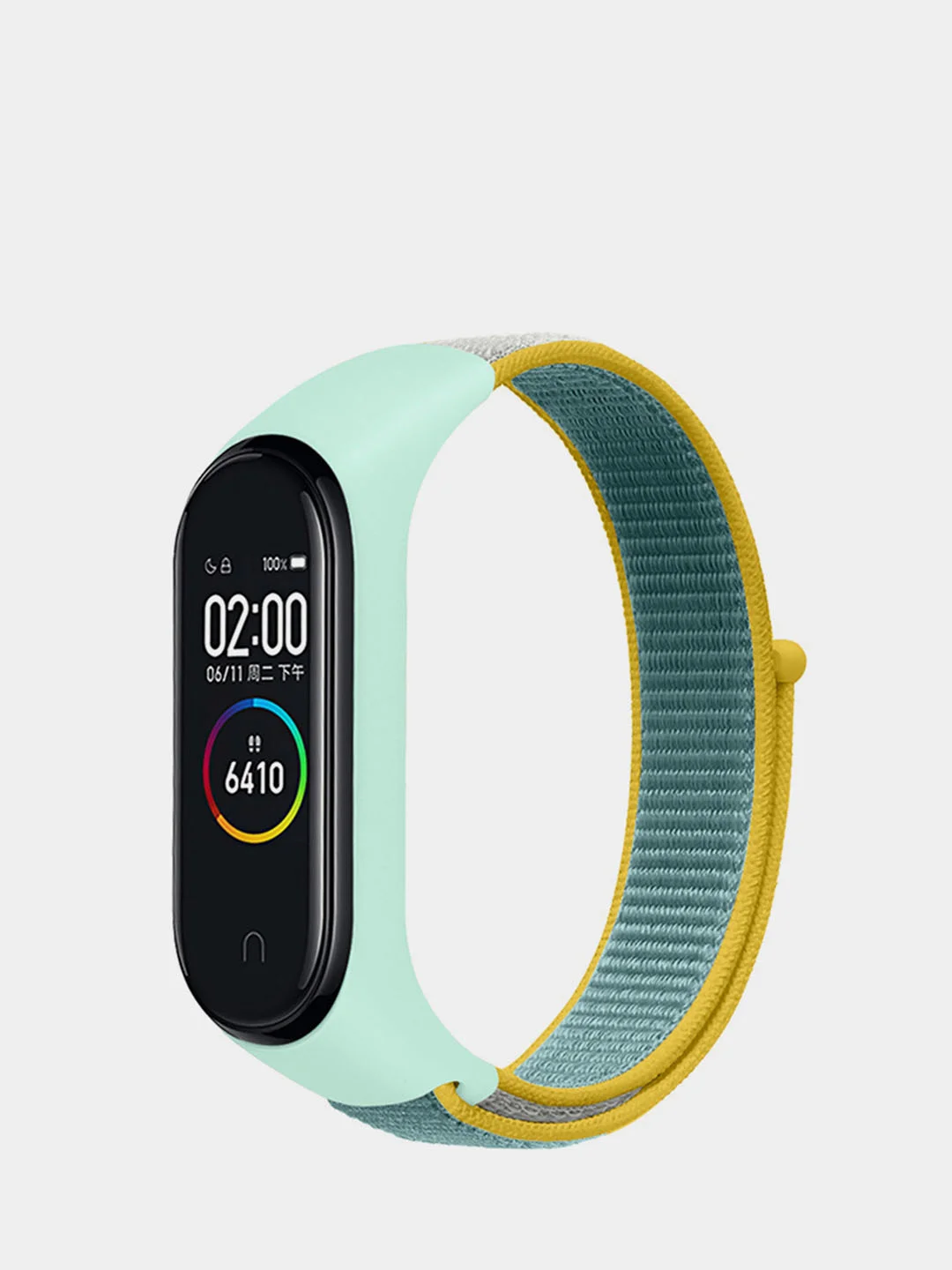 Бирюзовый ремешок нейлоновый на липучке для Xiaomi Mi Band 3, Mi Band 4, Band 5, Band 6, Mi Band 7