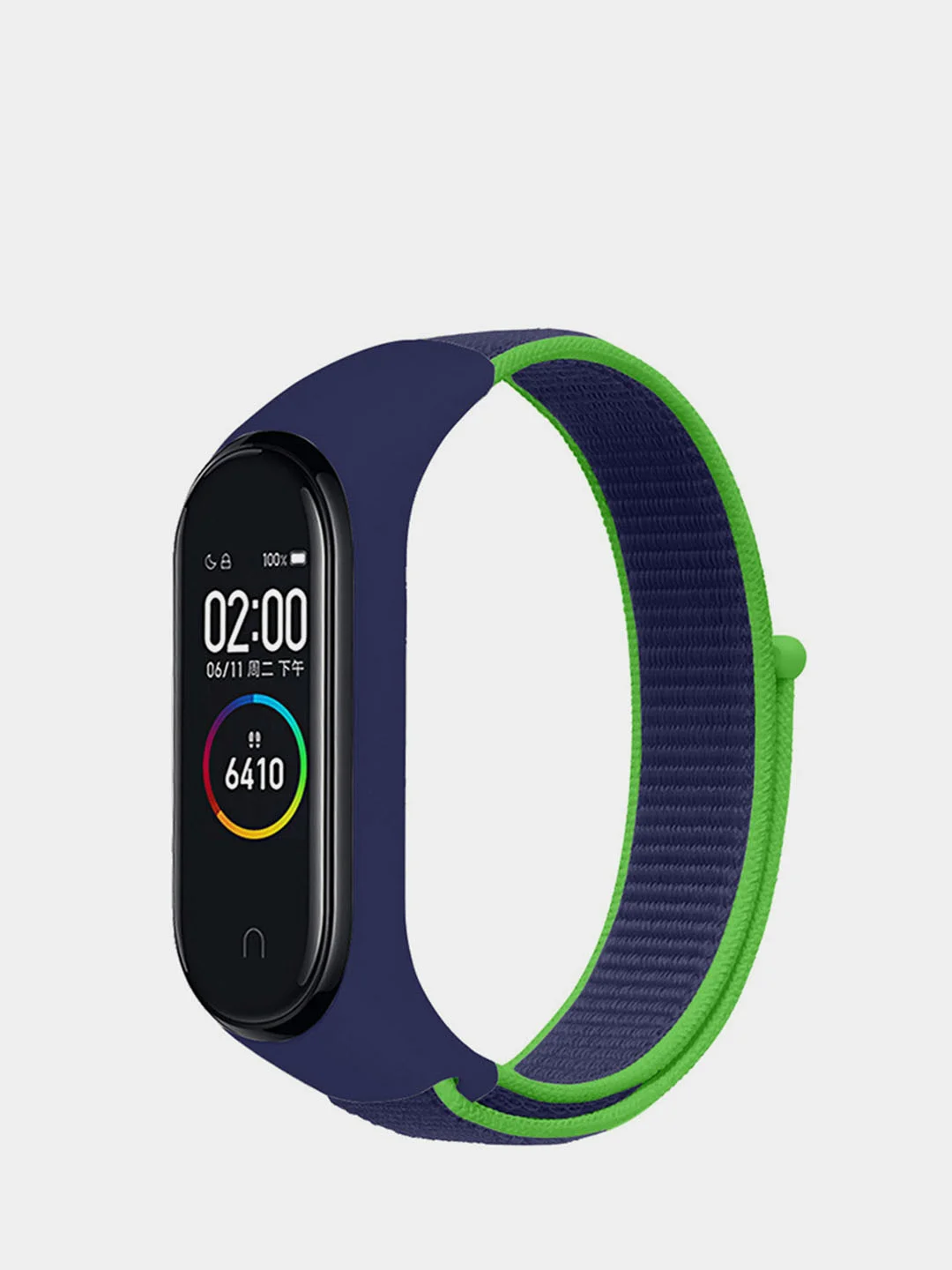Темно-синий ремешок нейлоновый на липучке для Xiaomi Mi Band 3, Mi Band 4, Band 5, Band 6, Mi Band 7