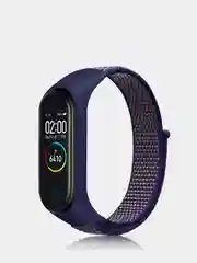 Синий меланж ремешок нейлоновый на липучке для Xiaomi Mi Band 3, Mi Band 4, Band 5, Band 6, Mi Band 7