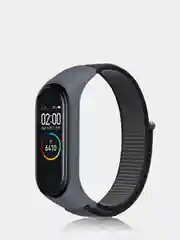 Тёмно-серый ремешок нейлоновый на липучке для Xiaomi Mi Band 3, Mi Band 4, Band 5, Band 6, Mi Band 7