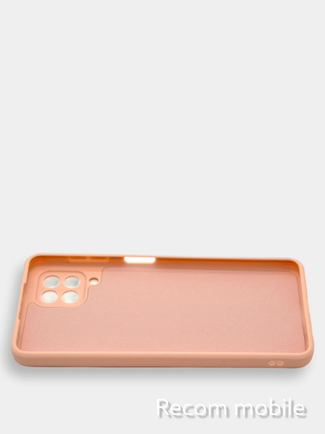 Коралловый меланж чехол силиконовый с защитой камеры для Samsung A22, M22, M32 с бархатной подкладкой