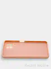 Коралловый меланж чехол силиконовый с защитой камеры для Samsung A22, M22, M32 с бархатной подкладкой