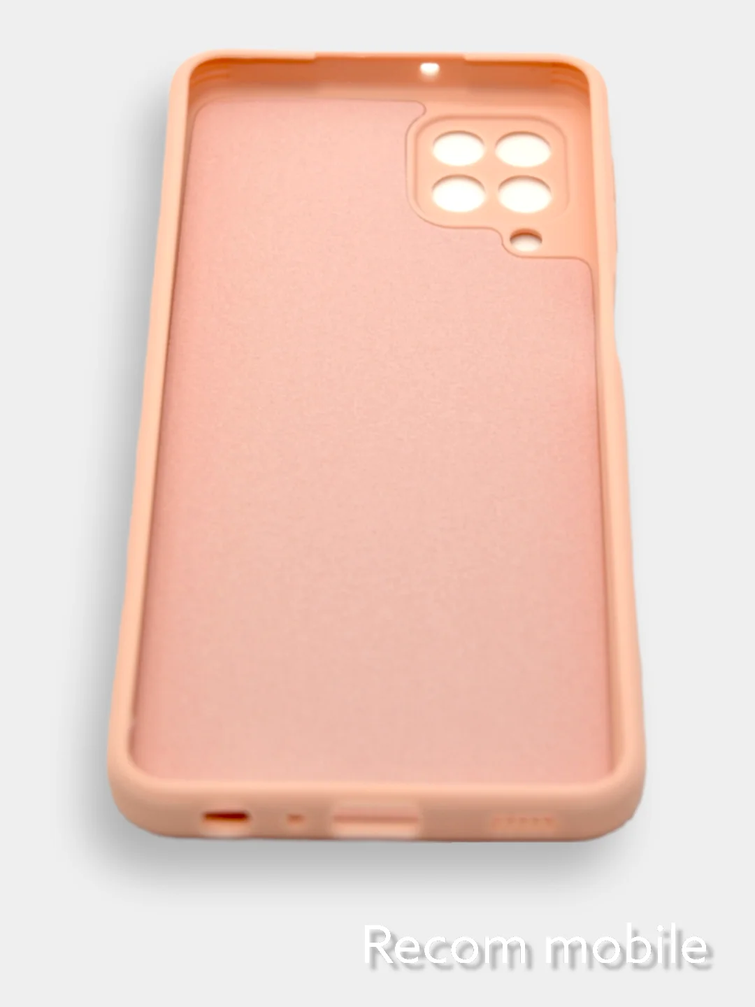 Коралловый меланж чехол силиконовый с защитой камеры для Samsung A22, M22, M32 с бархатной подкладкой