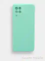 Бирюзовый чехол силиконовый с защитой камеры для Samsung A22, M22, M32 с бархатной подкладкой