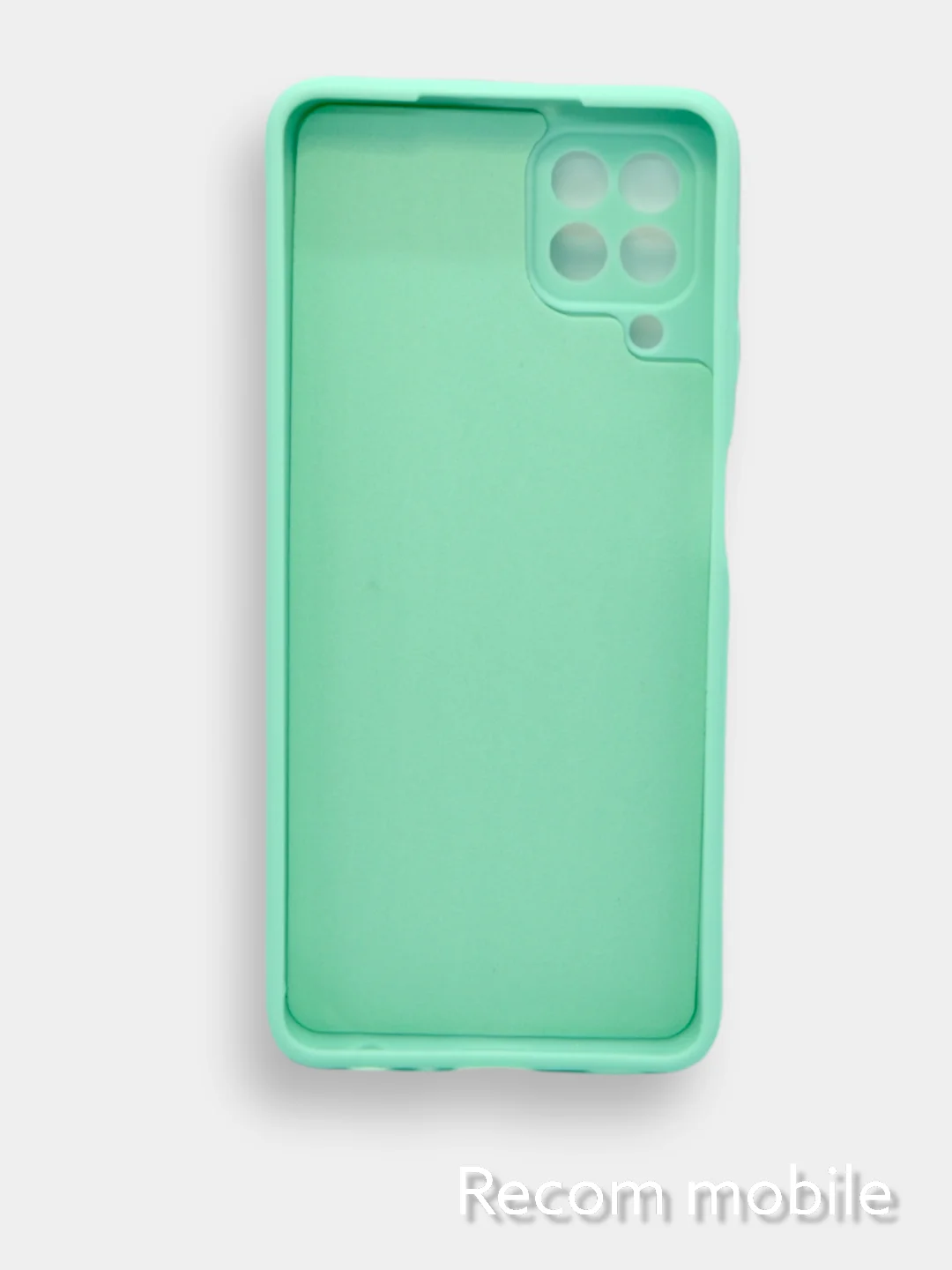 Бирюзовый чехол силиконовый с защитой камеры для Samsung A22, M22, M32 с бархатной подкладкой