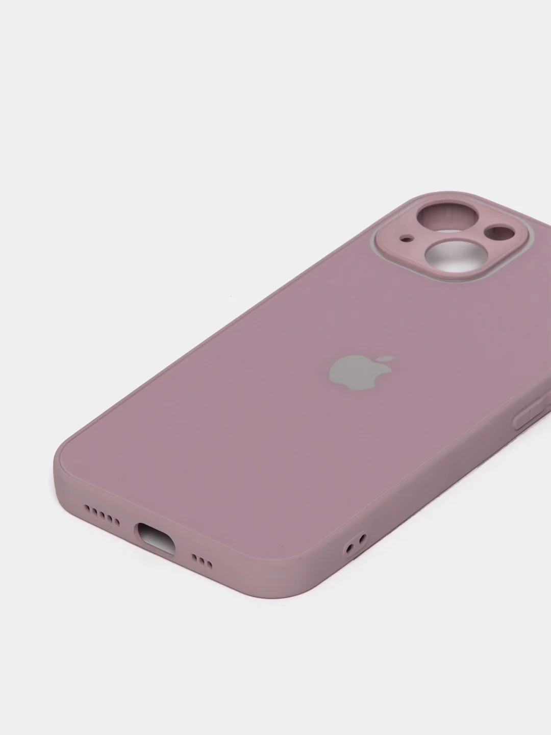 Сиреневый чехол силиконовый со стеклянной панелью для iPhone 13