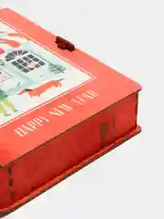 Бордовый коробка-книга деревянная "Новогодняя", 11 видов