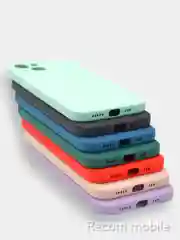 Бирюзовый чехол для iPhone 13, 13 Pro, 13 Pro Max силиконовый с закрытым низом и бархатом внутри