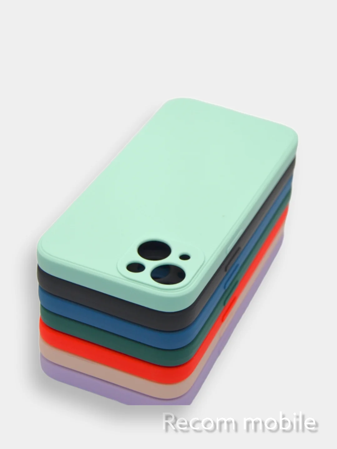 Бирюзовый чехол для iPhone 13, 13 Pro, 13 Pro Max силиконовый с закрытым низом и бархатом внутри