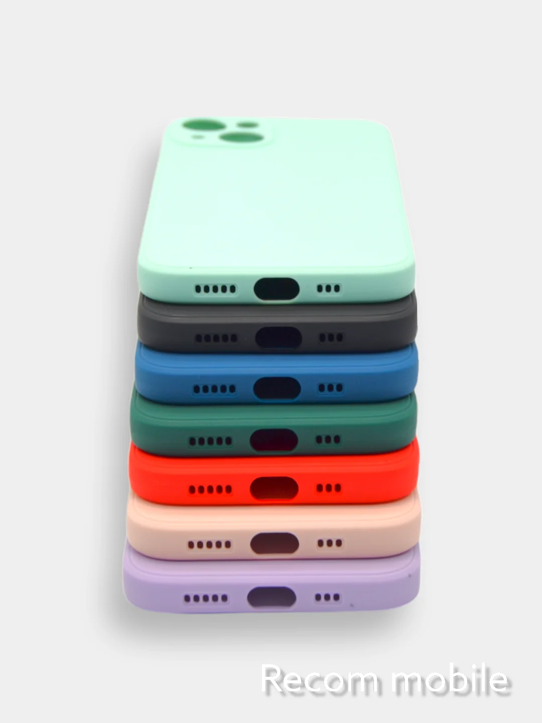 Бирюзовый чехол для iPhone 13, 13 Pro, 13 Pro Max силиконовый с закрытым низом и бархатом внутри