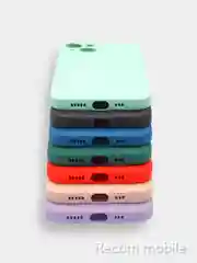 Бирюзовый чехол для iPhone 13, 13 Pro, 13 Pro Max силиконовый с закрытым низом и бархатом внутри