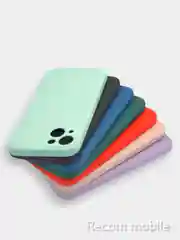 Бирюзовый чехол для iPhone 13, 13 Pro, 13 Pro Max силиконовый с закрытым низом и бархатом внутри