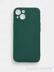 Зеленый чехол для iPhone 13, 13 Pro, 13 Pro Max силиконовый с закрытым низом и бархатом внутри