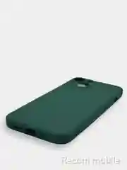 Зеленый чехол для iPhone 13, 13 Pro, 13 Pro Max силиконовый с закрытым низом и бархатом внутри